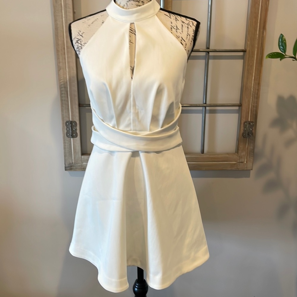 Mustard seed white mini sleeveless dress medium